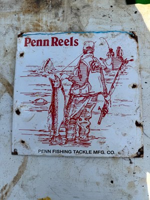 Lot 733 - PENN REELS FISHING TACKLE ENAMEL SIGN 10" X 10"