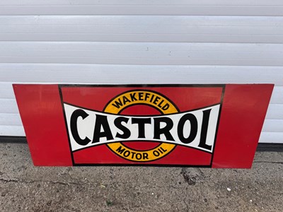 Lot 747 - CASTROL WAKEFIELD MOTOR OIL PAINTED SIGN 36" X 15"
