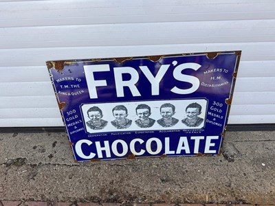 Lot 751 - FRY'S CHOCOLATE ENAMEL SIGN 27" X 19"