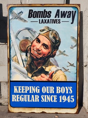 Lot 47 - BOMBS AWAY METAL SIGN 39" X 26"