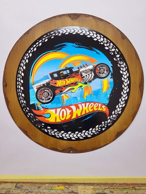 Lot 71 - HOT WHEELS 20" DIA METAL SIGN