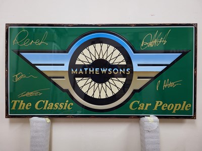 Lot 349 - SIGNED MATHEWSON'S HAND PAINTED METAL SIGN 39" X 20"