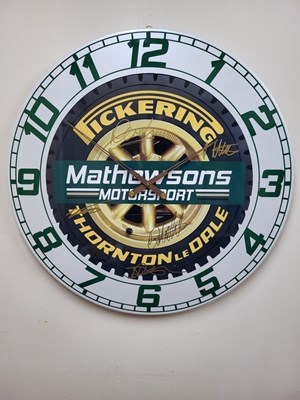 Lot 609 - HAND MADE 32" SIGNED MATHEWSON MOTORSPORT CLOCK