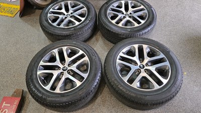 Lot 819 - 4 GENUINE LAND ROVER DEFENDER ALLOY WHEELS + TYRES BRAND NEW