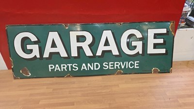 Lot 541 - GARAGE PARTS AND SERVICE ENAMEL SIGN 36" X 12"