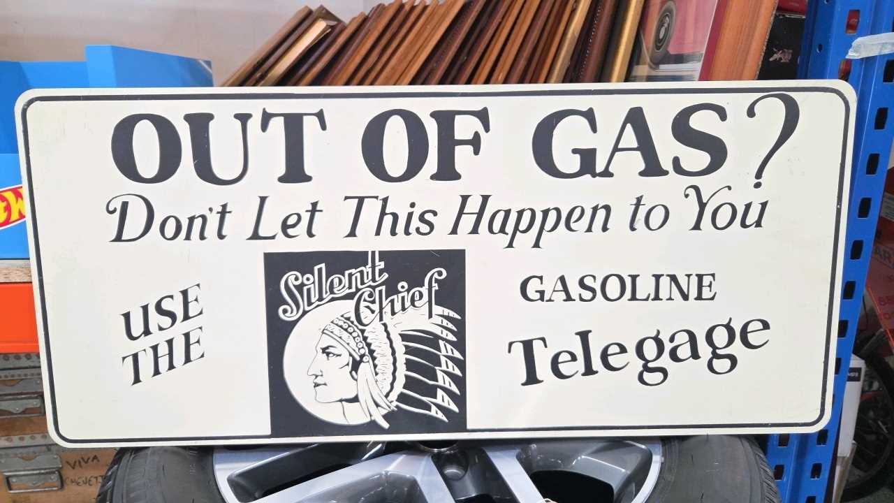 Lot 503 - OUT OF GAS ALUMINIUM SIGN 36