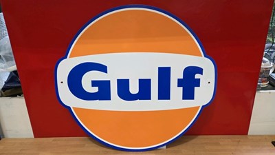 Lot 115 - GULF TIN REPRO SIGN 24" DIA