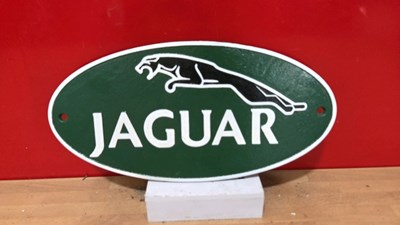 Lot 413 - JAGUAR CAST SIGN 14" X 7"