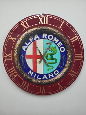 Lot 365 - HANDMADE 32" ALFA ROMEO CLOCK
