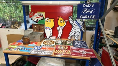 Lot 883 - SELECTION OF TIN SIGNS + SIRRAM TEA MAKING BOX