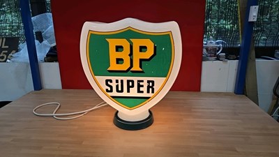 Lot 755 - B.P GLASS PERTOL PUMP GLOBE WITH LIGHT UP BASE