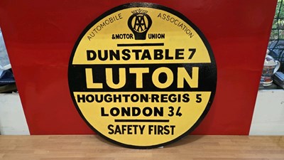 Lot 333 - METAL HAND PAINTED AA LUTON SIGN 23" DIA