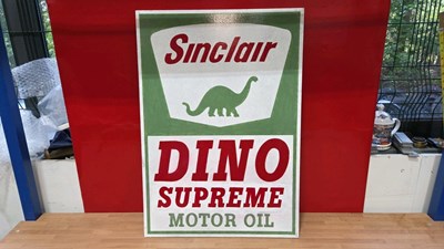 Lot 355 - WOODEN HAND PAINTED SINCLAIR DINO OIL SIGN 28" X 20"