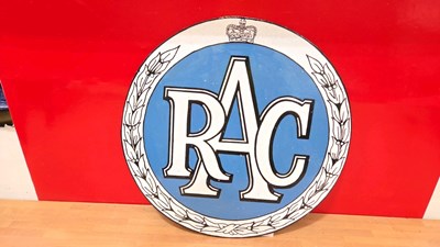 Lot 625 - METAL HAND PAINTED R.A.C SIGN 20" DIA