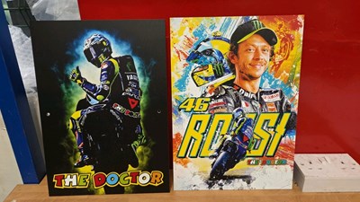 Lot 115 - PAIR OF VALENTINO ROSSI " THE DOCTOR " SIGNS 15" x 11"