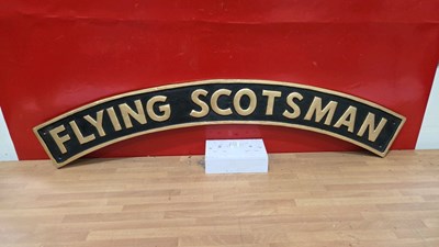 Lot 471 - CAST FLYING SCOTSMAN SIGN 35" X 8"
