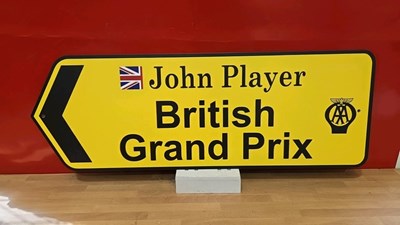 Lot 493 - AA JOHN PLAYER G.P SIGN 30" X 10"