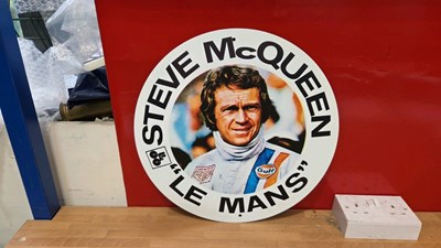 Lot 549 - STEVE Mc QUEEN " LE MANS " SIGN 16" DIA