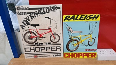 Lot 691 - PAIR OF RALEIGH CHOPPER SIGNS 15" X 11"