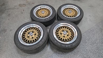 Lot 491 - MSW ALLOY WHEELS WITH CENTRE BOSSES ,GOLD CENTRES WITH MACHINED OUTERS