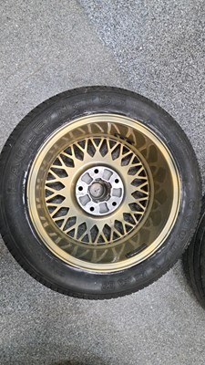 Lot 491 - MSW ALLOY WHEELS WITH CENTRE BOSSES ,GOLD CENTRES WITH MACHINED OUTERS