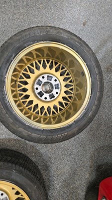 Lot 491 - MSW ALLOY WHEELS WITH CENTRE BOSSES ,GOLD CENTRES WITH MACHINED OUTERS
