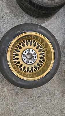Lot 491 - MSW ALLOY WHEELS WITH CENTRE BOSSES ,GOLD CENTRES WITH MACHINED OUTERS