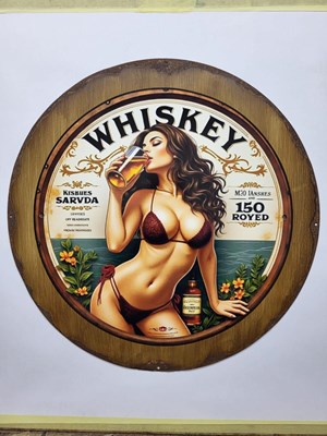 Lot 377 - HANDMADE METAL WHISKY SIGN 20" DIA