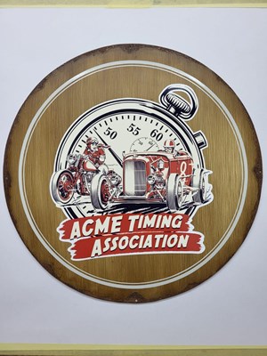 Lot 253 - HANDMADE ACME TIMING METAL SIGN 20" DIA