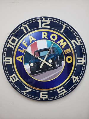 Lot 611 - HANDMADE 32" DIA ALFA ROMEO CLOCK