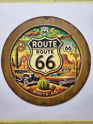 Lot 647 - HANDMADE ROUTE 66 METAL SIGN 20" DIA