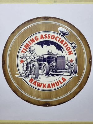 Lot 665 - HANDMADE RAWKAHULA TIMING METAL SIGN 20" DIA