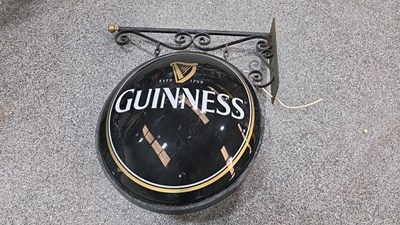 Lot 137 - LARGE ILLUMINATED , DOUBLE SIDED GUINNESS SIGN 29" X 29"