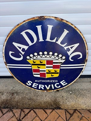 Lot 33 - CADILLAC SERVICE ENAMEL SIGN 30" DIA