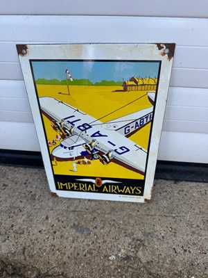 Lot 113 - IMPERIAL AIRWAYS ENAMEL SIGN 10" X 7"