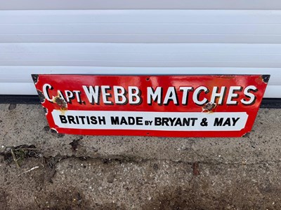 Lot 123 - CAPT WEB MATCHES ENAMEL SIGN 24" X 8"