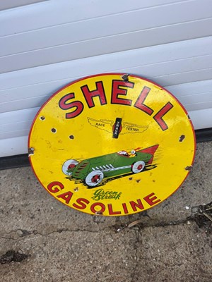 Lot 239 - SHELL GASOLINE ENAMEL SIGN 12" DIA