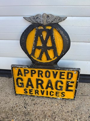 Lot 343 - AA APPROVED GARAGE CAST SIGN 11.5" X 9.5"