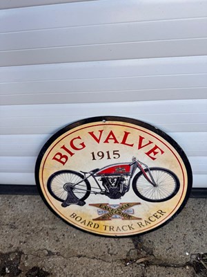 Lot 367 - BIG VALVE TRACK RACER SIGN 14" DIA