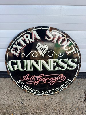 Lot 483 - EXTRA STOUT GUINNESS ENAMEL SIGN 12" DIA