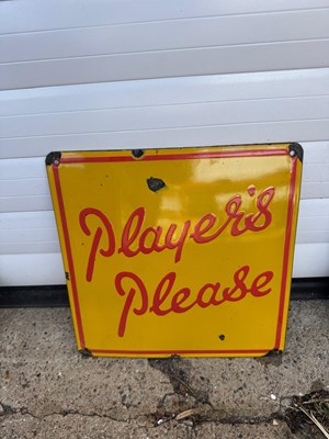 Lot 497 - PLAYER'S PLEASE ENAMEL SIGN 12" x 12"