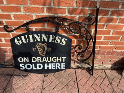 Lot 671 - HANGING DOUBLE SIDED, GUINNESS ON DRAUGHT SIGN 30" X 24"