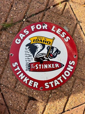 Lot 741 - GAS FOR LESS ENAMEL SIGN 12" DIA