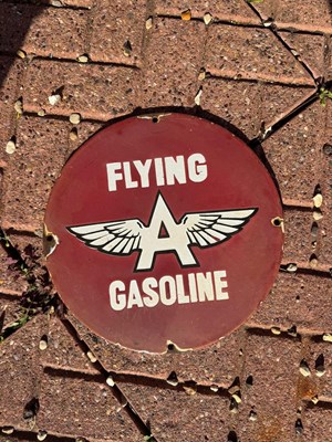 Lot 759 - FLYING A GASOLINE ENAMEL SIGN 12" DIA