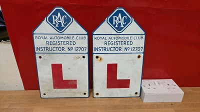 Lot 227 - PAIR OF ENAMEL RAC LEARNER PLATES