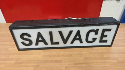 Lot 107 - SALVAGE ILLUMINATED BOX SIGN 26" X 8"