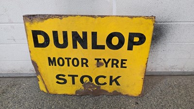 Lot 153 - DUNLOP MOTOR TYRE STOCK , DOUBLE SIDED ENAMEL SIGN 24" X 18"
