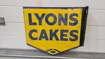 Lot 157 - LYONS CAKES, DOUBLE SIDED ENAMEL SIGN
