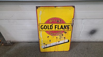 Lot 179 - WILLS'S GOLDEN FLAKE CIGARETTES ENAMEL SIGN 36" X 24"