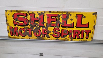 Lot 601 - SHELL MOTOR SPIRIT ENAMEL SIGN 54" X 18"